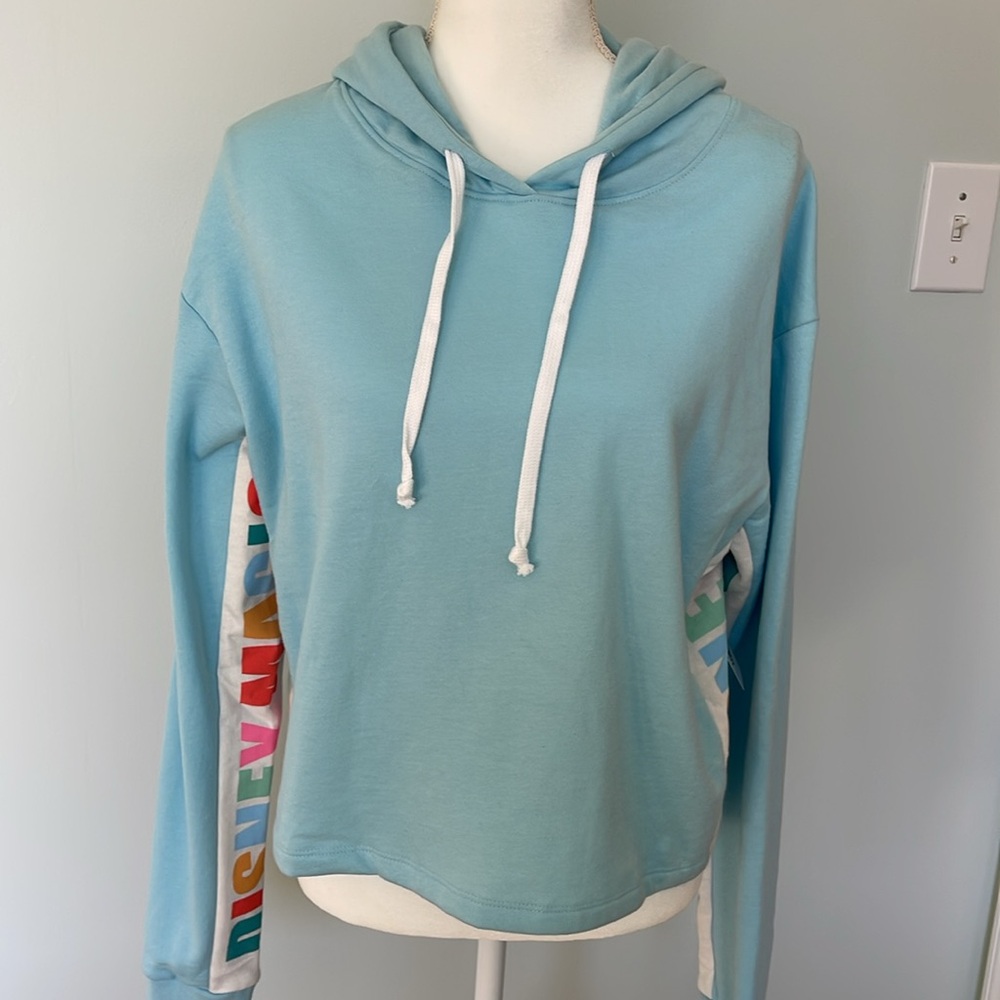 NWT Women's Disney Magic Pale Blue Cropped Hoodie